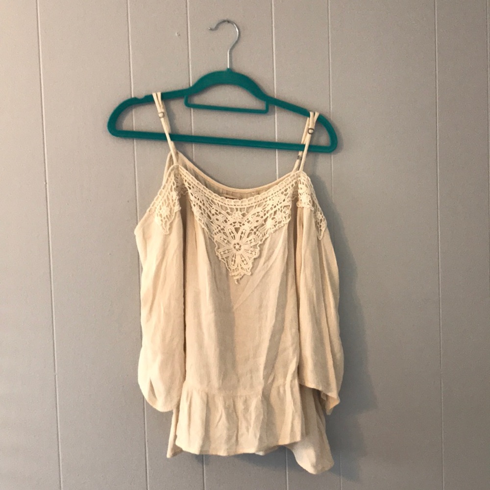 Cream Cold Shoulder Blouse